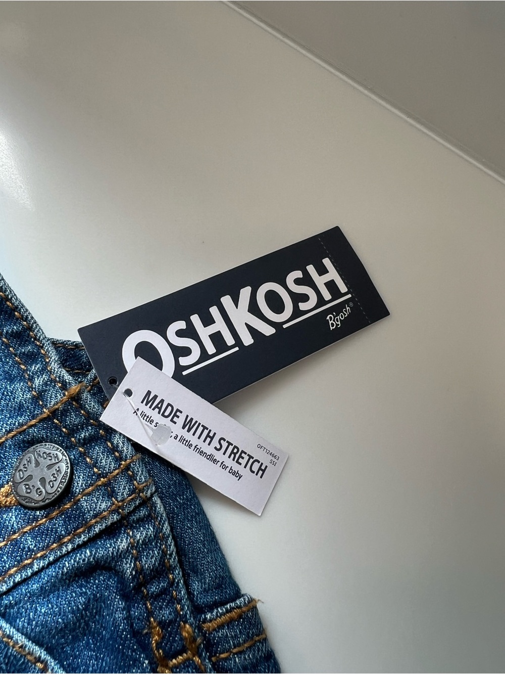 OshKosh B'gosh Classic Dark Blue Denim Overalls- 24 months NEW - Picture 3 of 7
